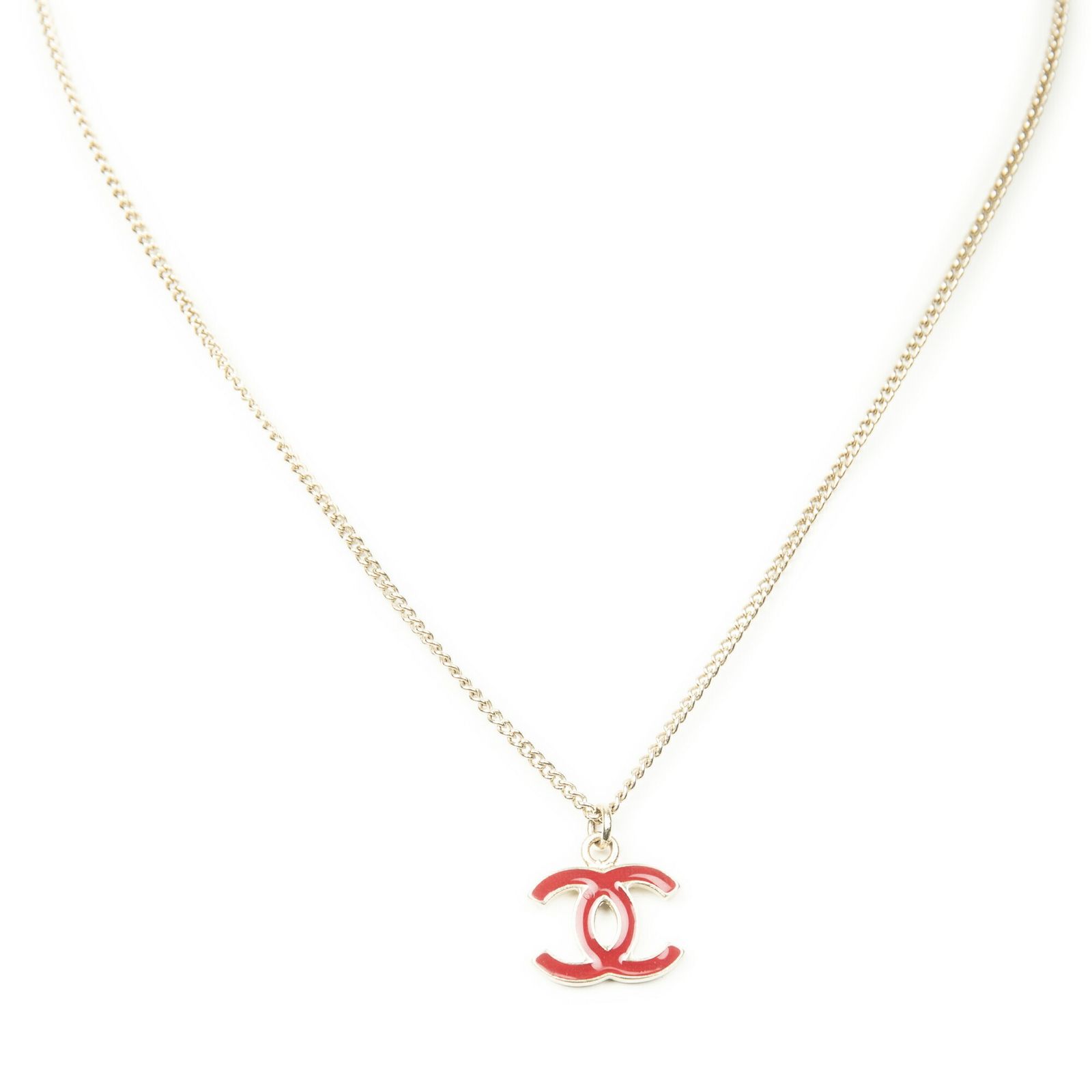 [中古] CHANEL シャネルココマーク ペンダント ネックレスレッド/ゴールド金メッキA