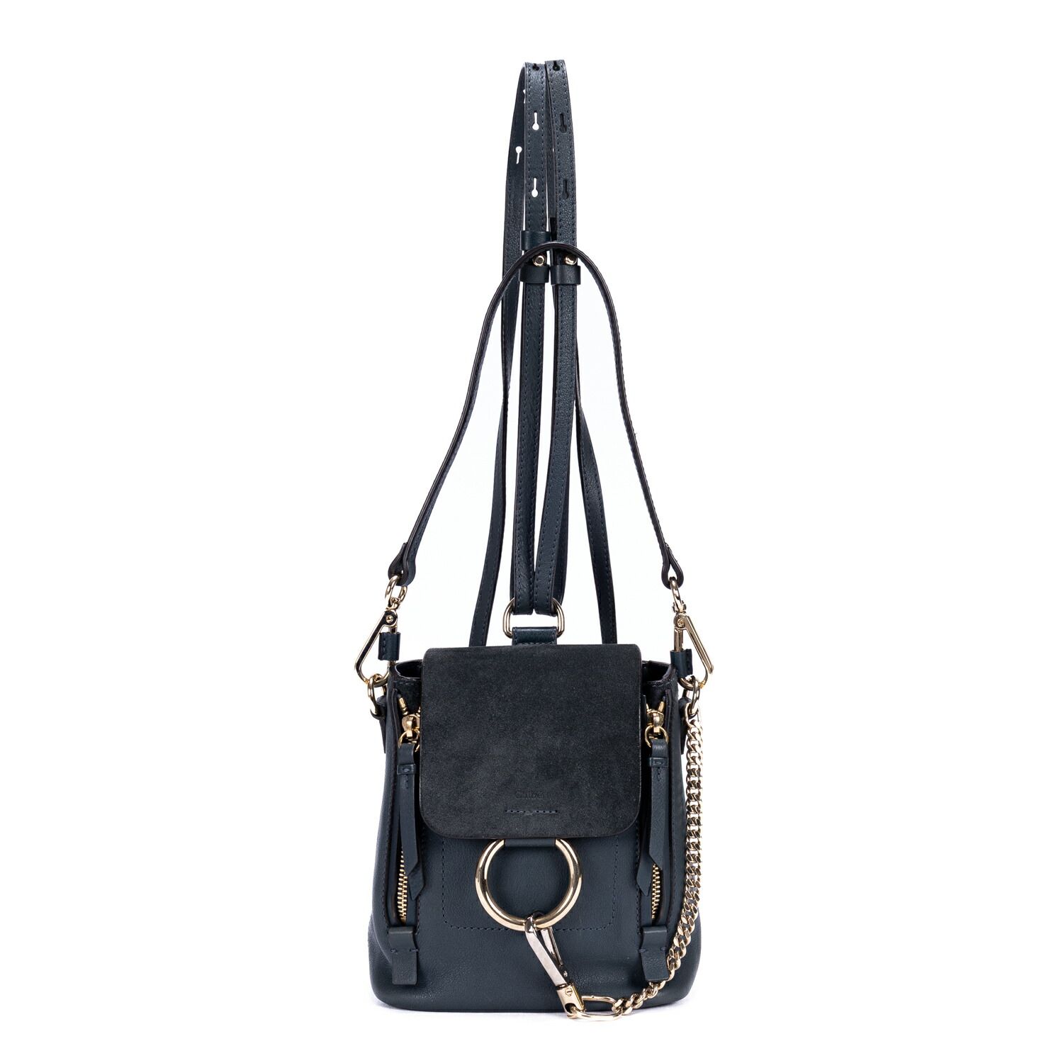 [中古] CHLOE クロエFaye Backpackネイビースムースカーフスキンレザー、スエードレザーA