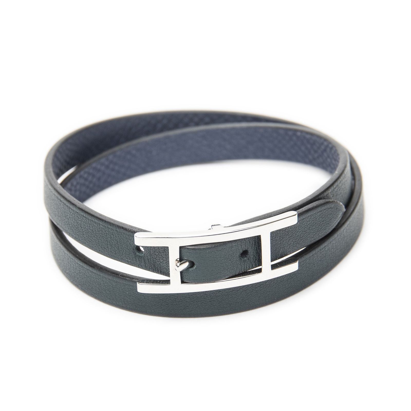 [中古] HERMES エルメスBehapi Double Tour BraceletダークグリーンスウイフトレザーA