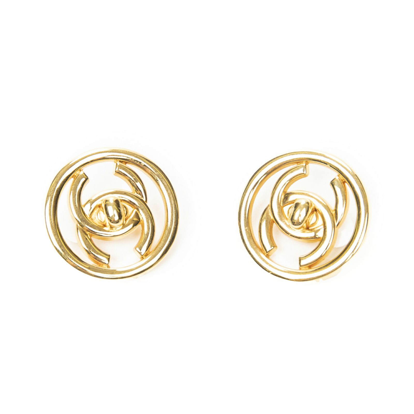[中古] CHANEL シャネルココマーク ラウンド クリップタイプ イヤリング金金メッキA