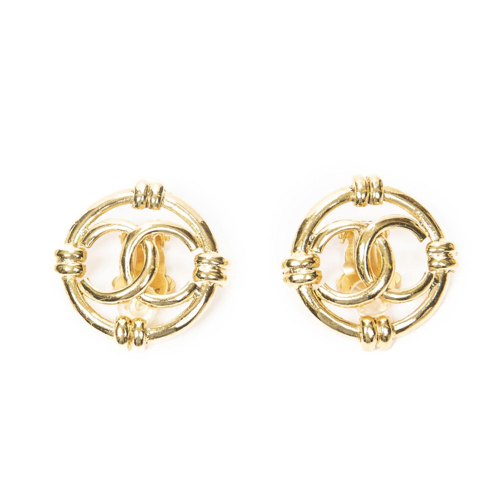 [中古] CHANEL シャネルココマーク ラウンド クリップタイプ イヤリング金金メッキA