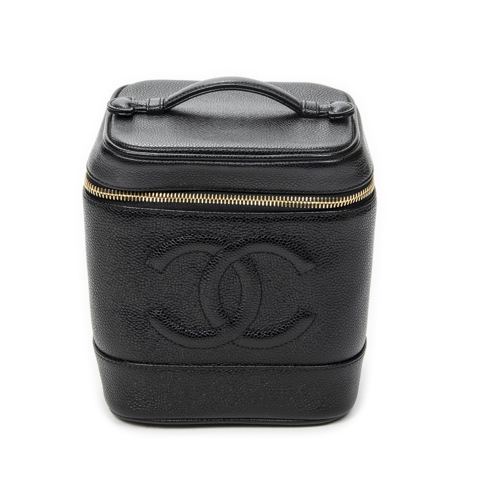 [中古] CHANEL シャネルタイムレストールバニティケース黒キャビアレザーA