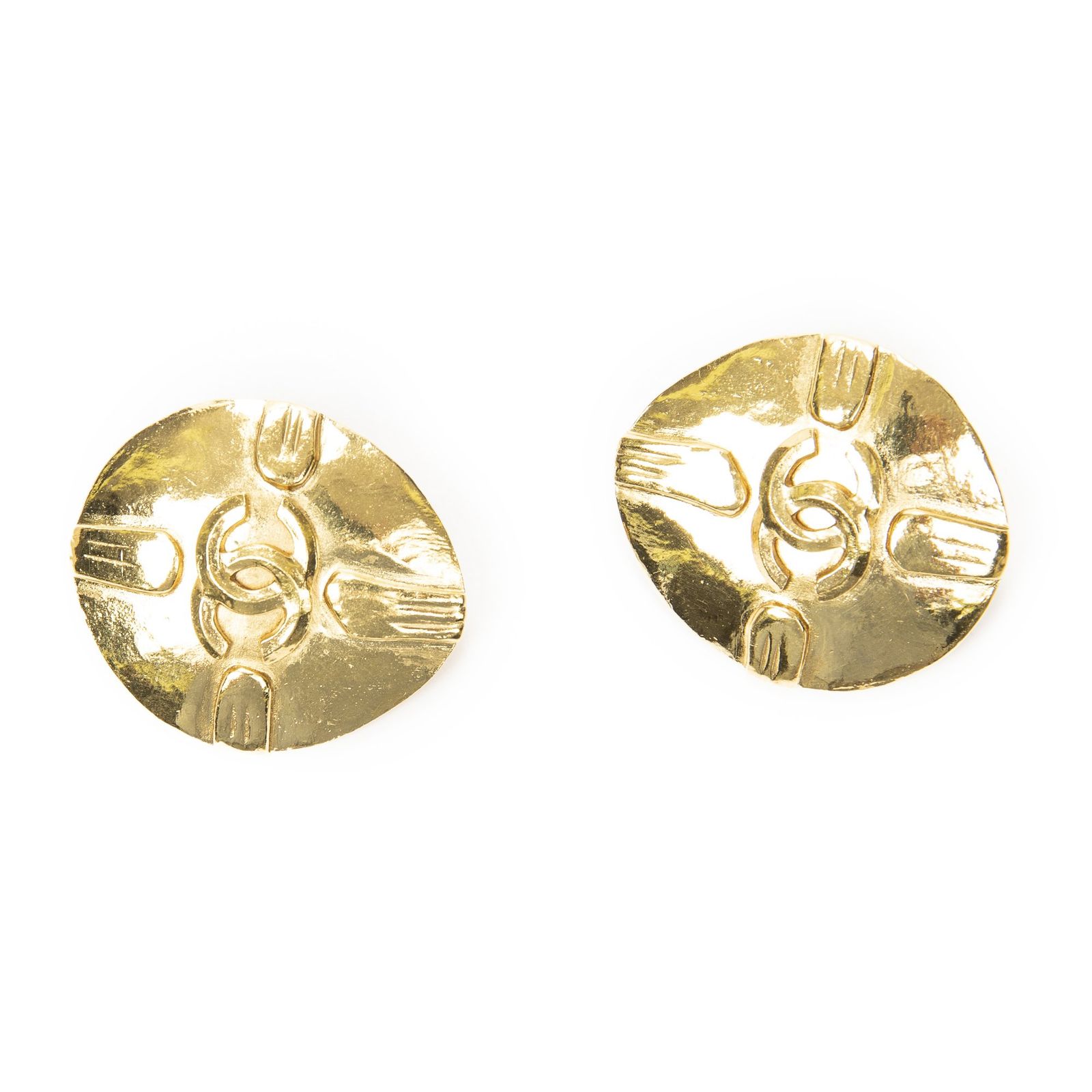 [中古] CHANEL シャネルCCオーバルクリップオンイヤリング金金メッキA