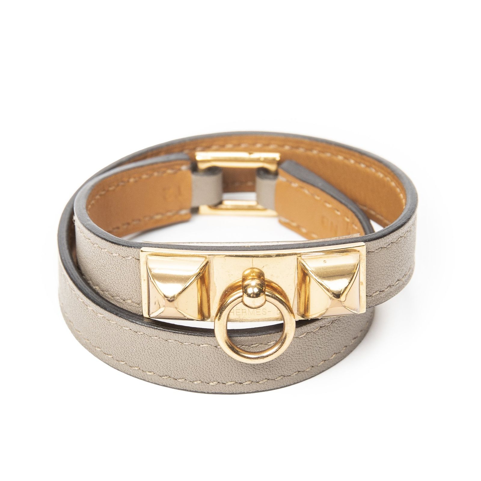 [中古] HERMES エルメスRivale ダブルツアー ブレスレットグレースウイフトレザーA