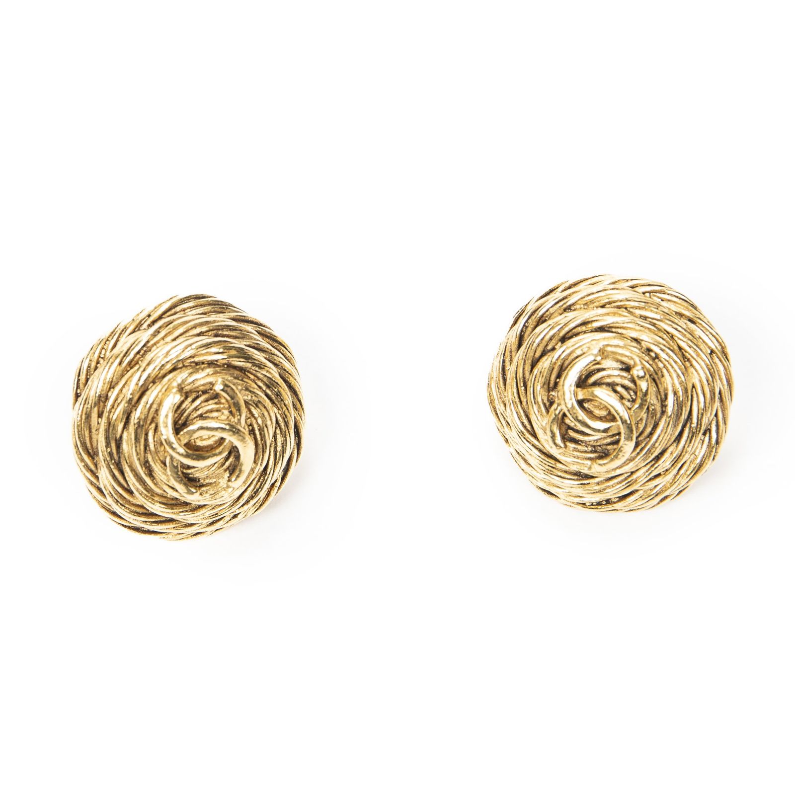[中古] CHANEL シャネルココマーク ラウンド クリップタイプ イヤリング金金メッキA