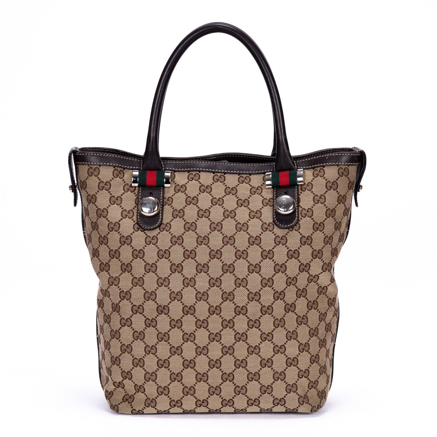[中古] GUCCI グッチSherry line Toteダークブラウン/ベージュモノグラムキャンバスA