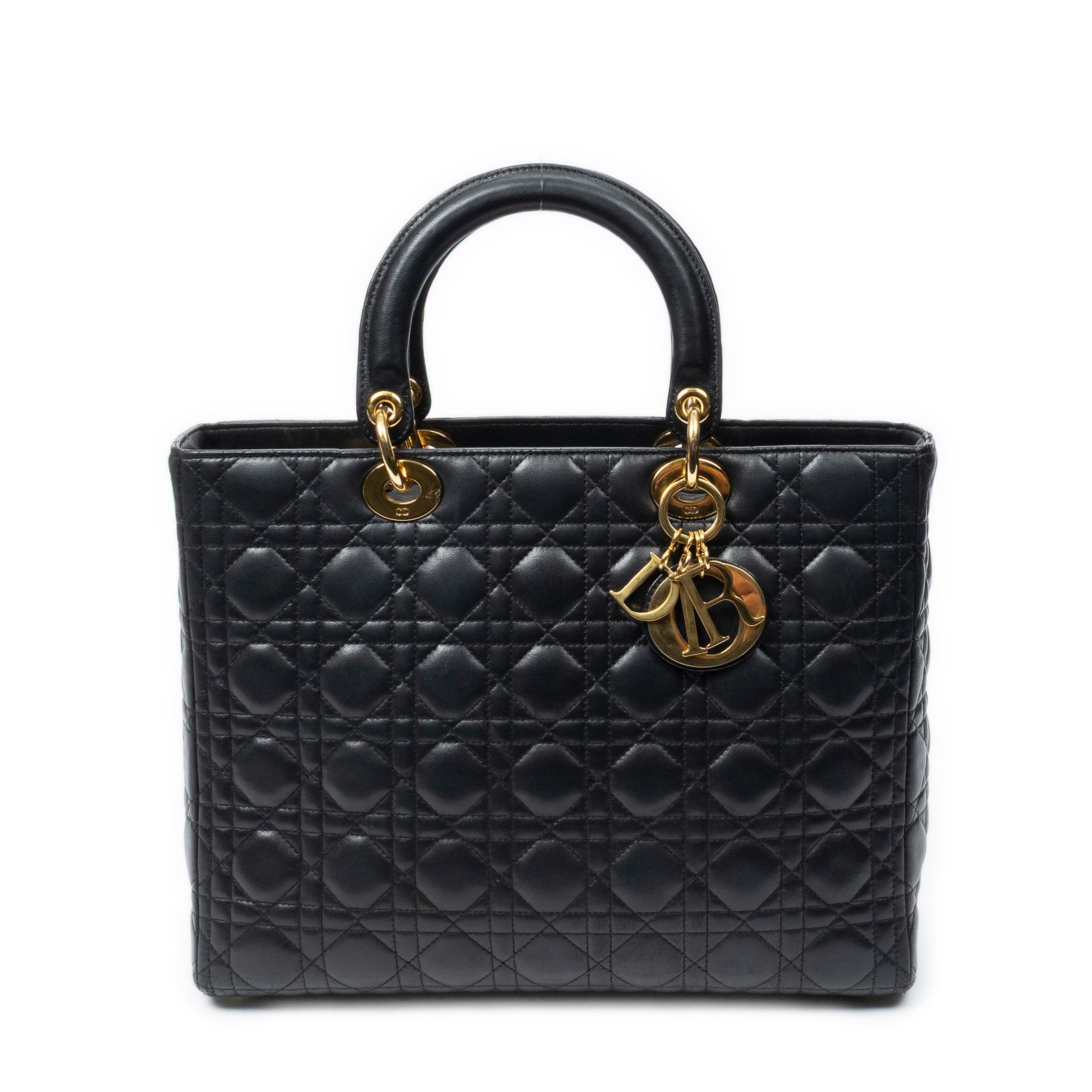[中古] DIOR ディオールラージ レディ ディオール ジップ黒カナージラムスキンレザーA