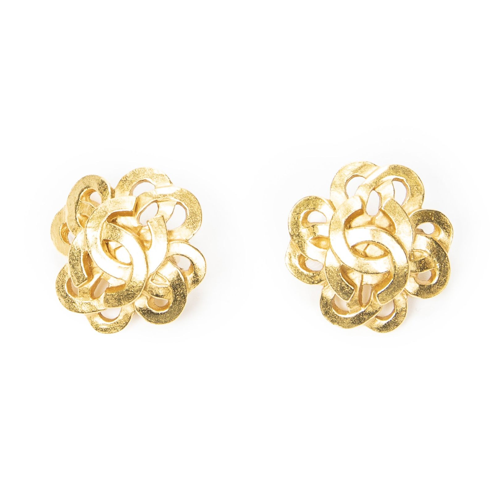 [中古] CHANEL シャネルCC ツイストフラワー クリップオン イヤリング金金メッキA