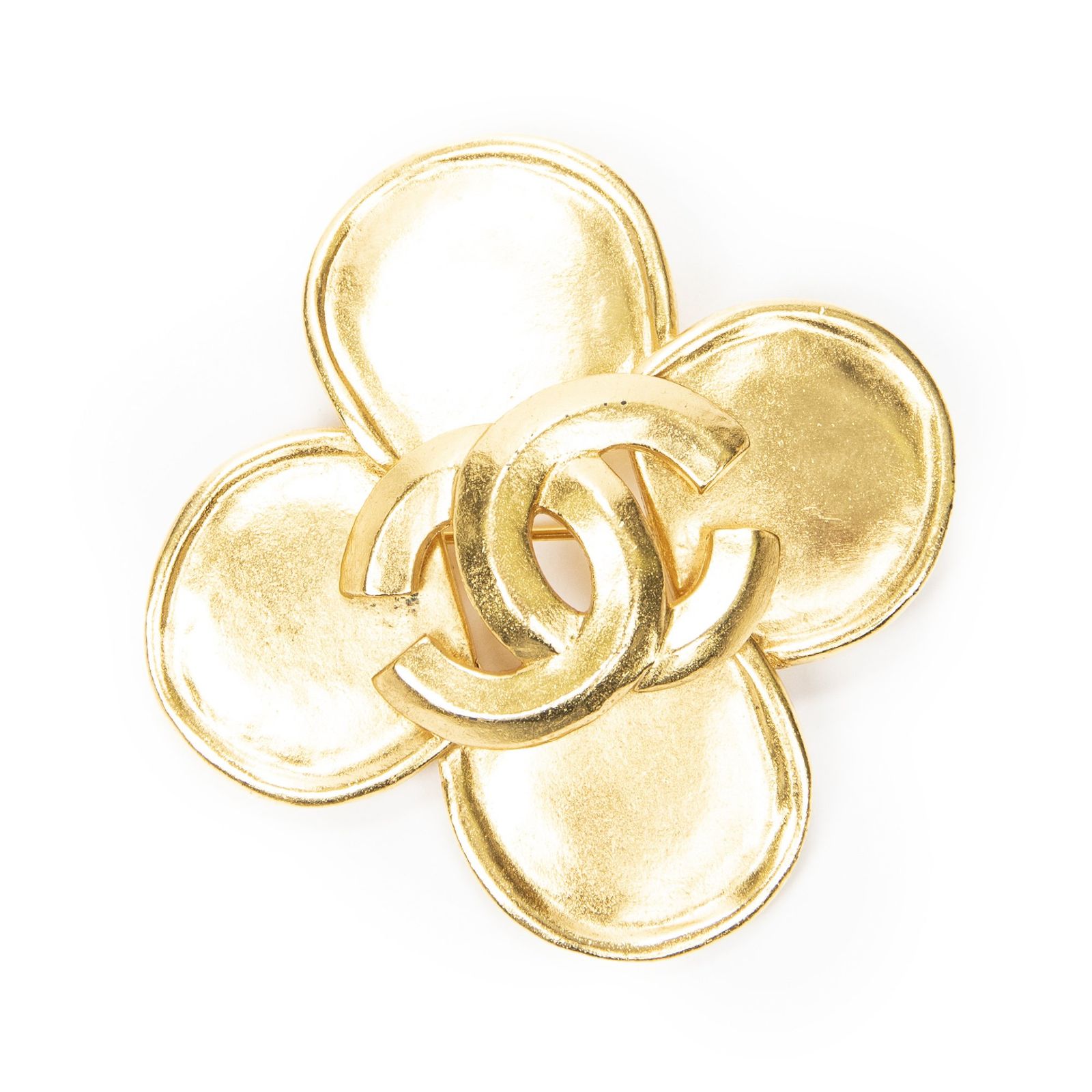 [中古] CHANEL シャネルCC Clover Brooch金金メッキA