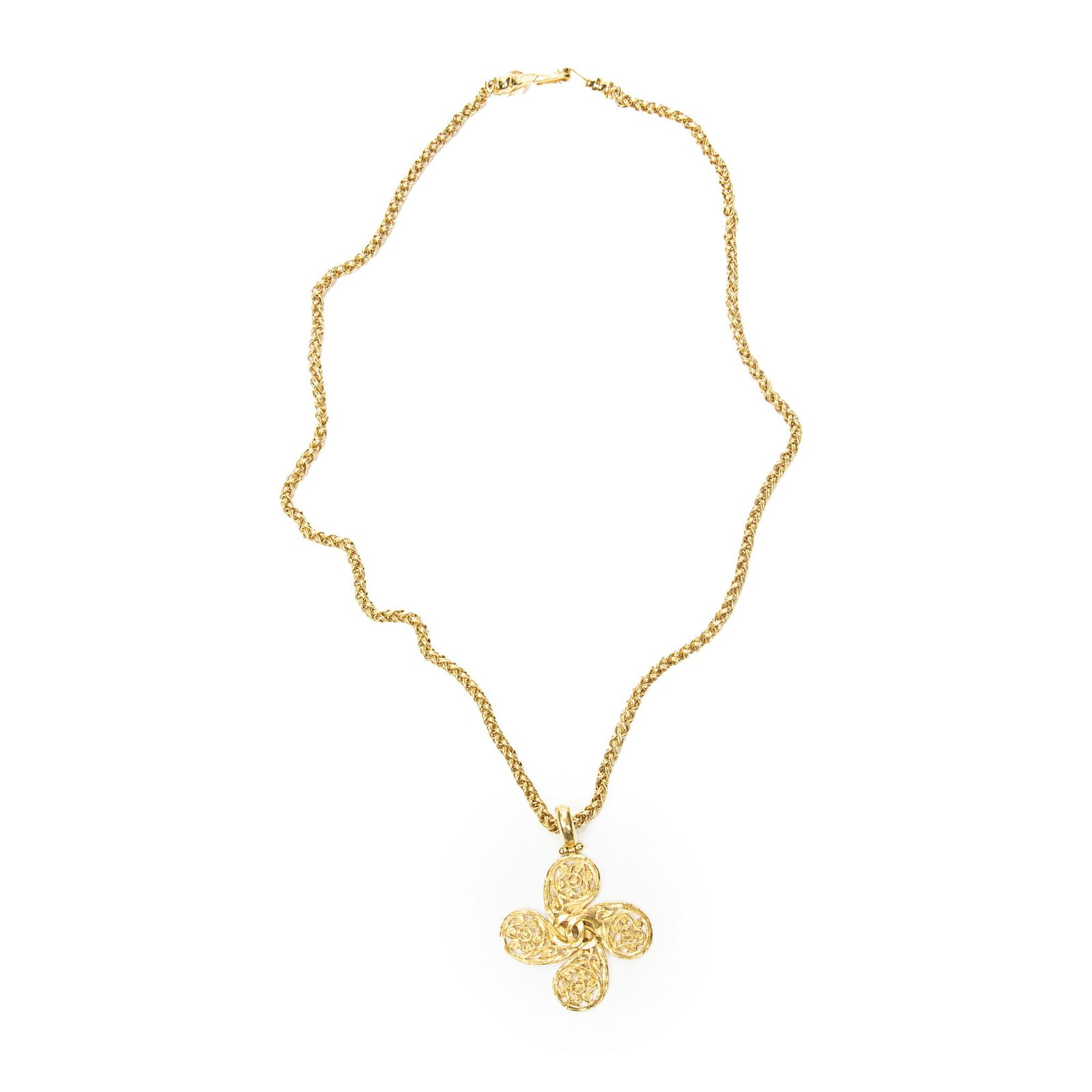 [中古] CHANEL シャネルCC Paisley Pendant Necklace金金メッキA