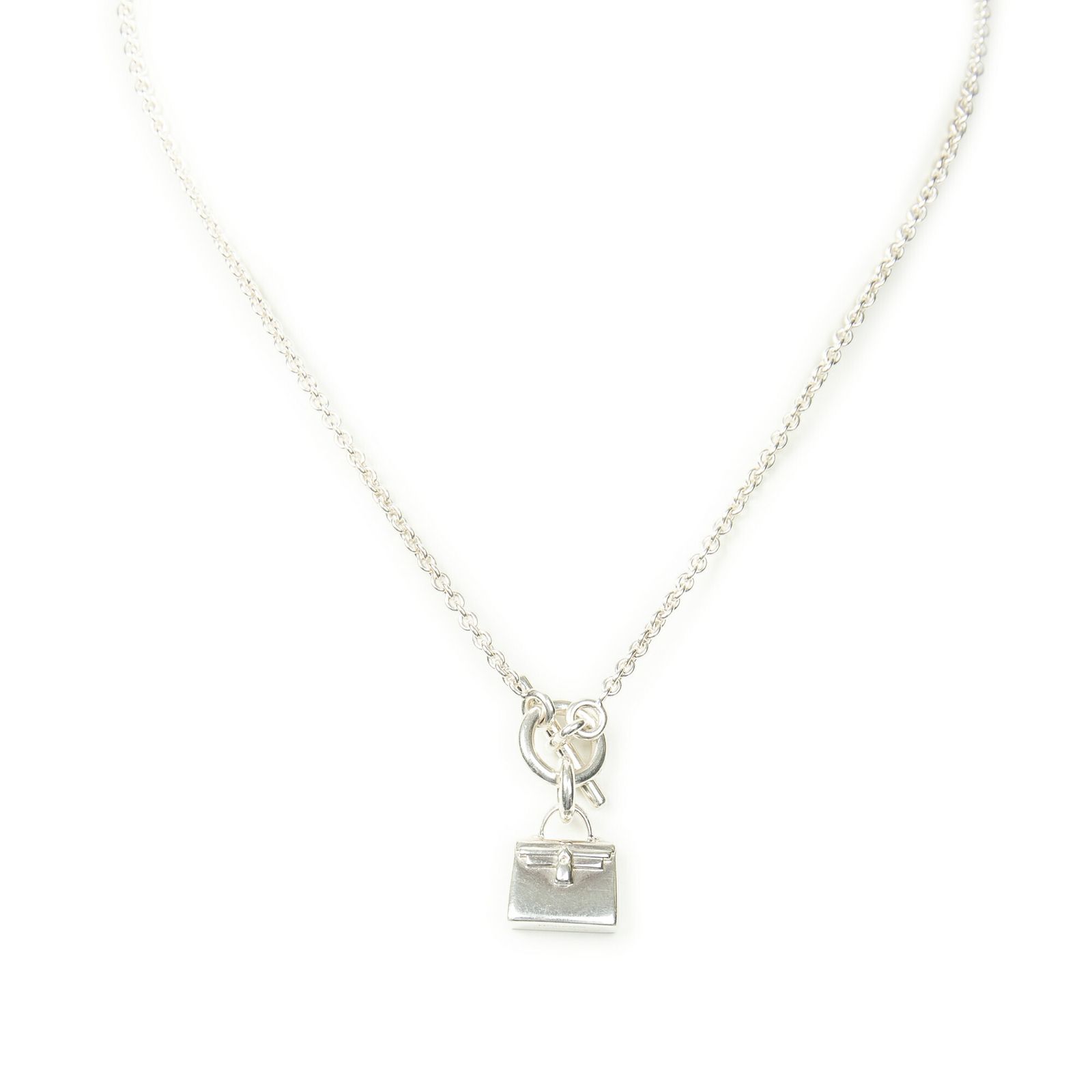 [中古] HERMES エルメスAmullets Kelly Pendant Necklace銀シルバーメッキA