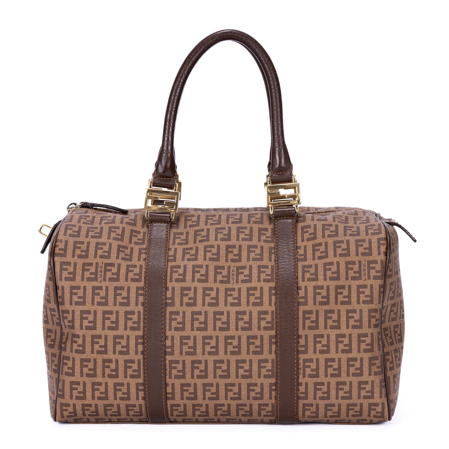 [中古] FENDI フェンディForever Bauletto Boston茶色樹脂/ズッカPVCキャンバスA