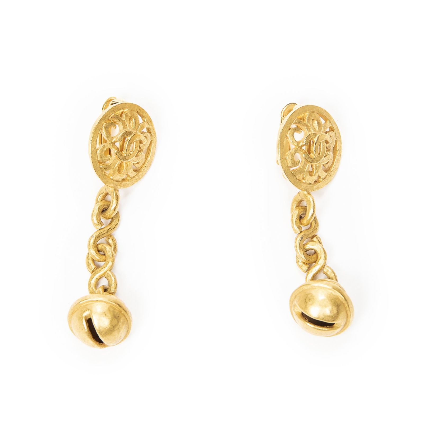 [中古] CHANEL シャネルCC Bell Dangle Clip On Earrings金金メッキA