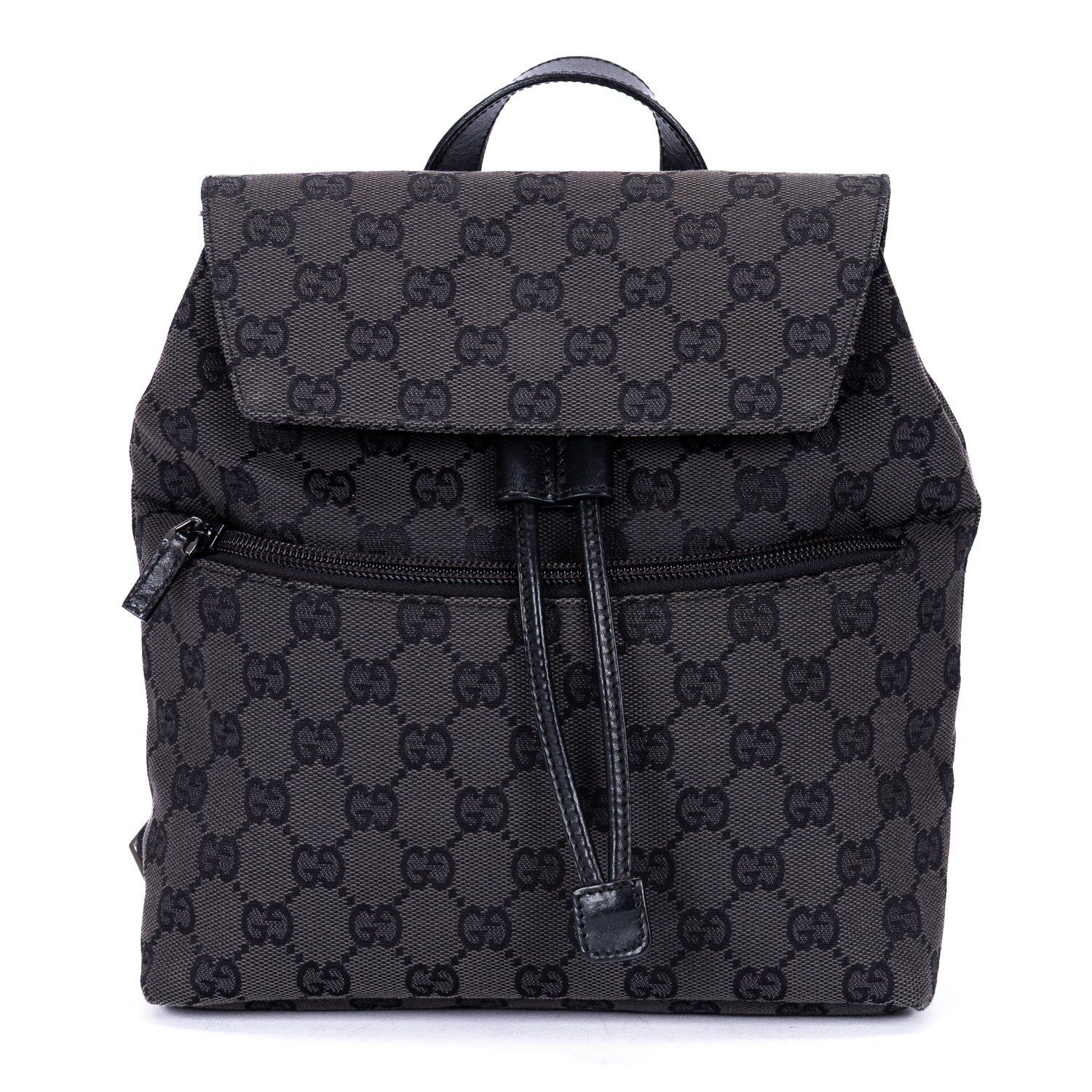 [中古] GUCCI グッチフロントポケットバックパック黒モノグラムキャンバスA