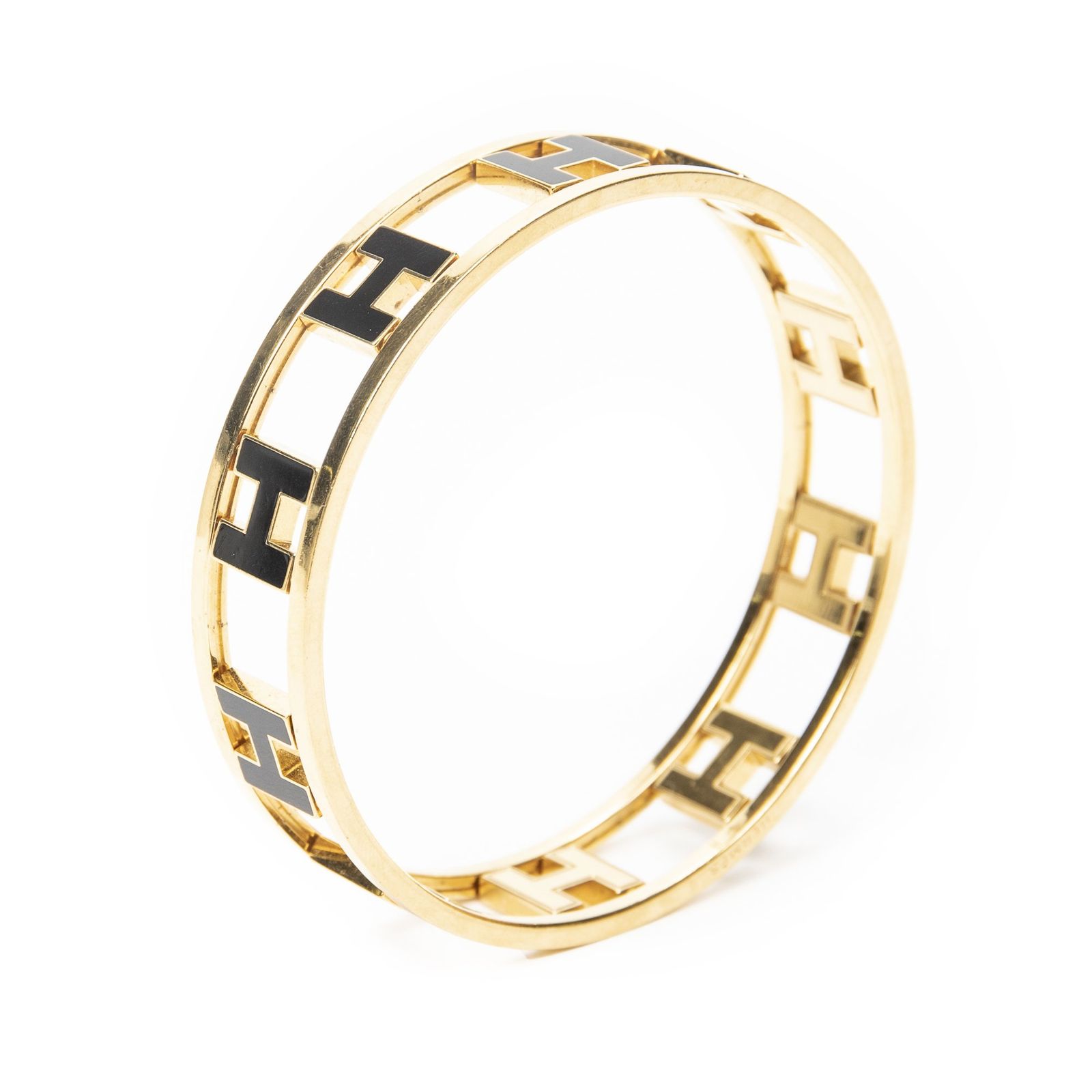 [中古] HERMES エルメスRondo Ash H Bangle金、黒金メッキA