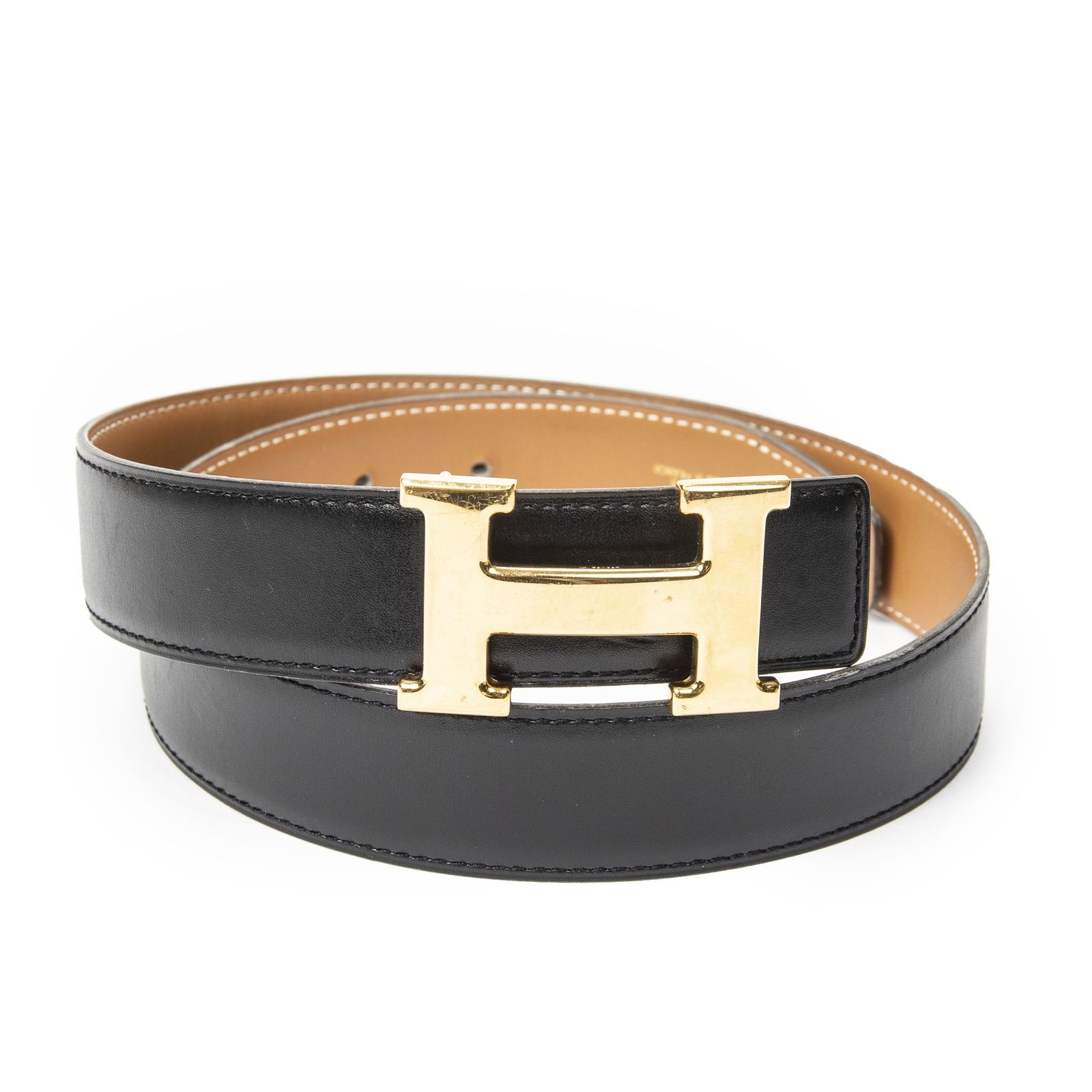 [中古] HERMES エルメスコンスタンスベルト Hベルト 32mmブラック/ブラウンボックスレザーA
