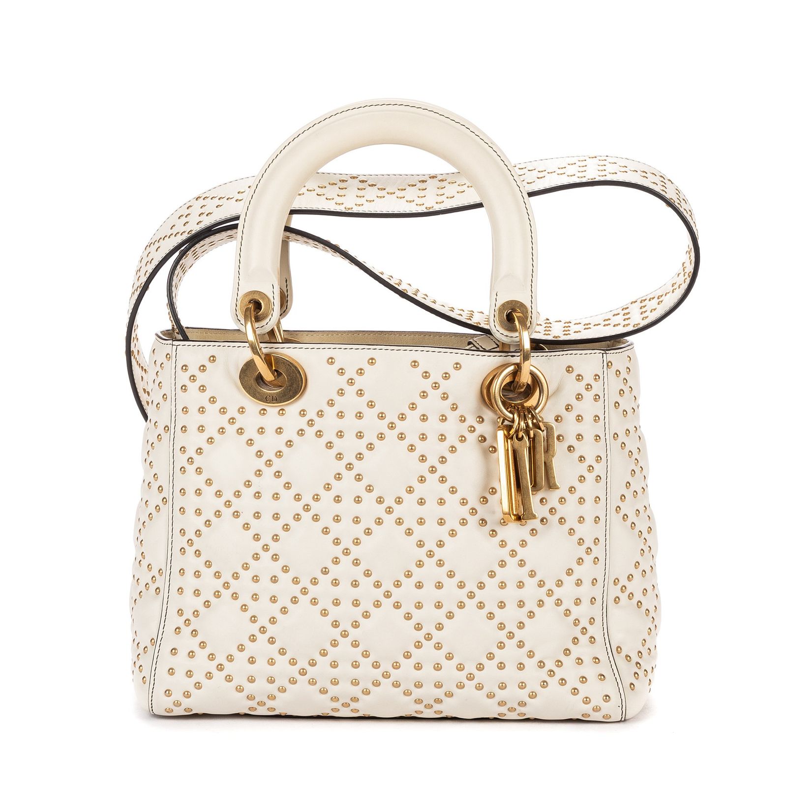 [中古] DIOR ディオールミディアム しなやかなレディ ディオールアイボリーカナージュスタッズレザーA