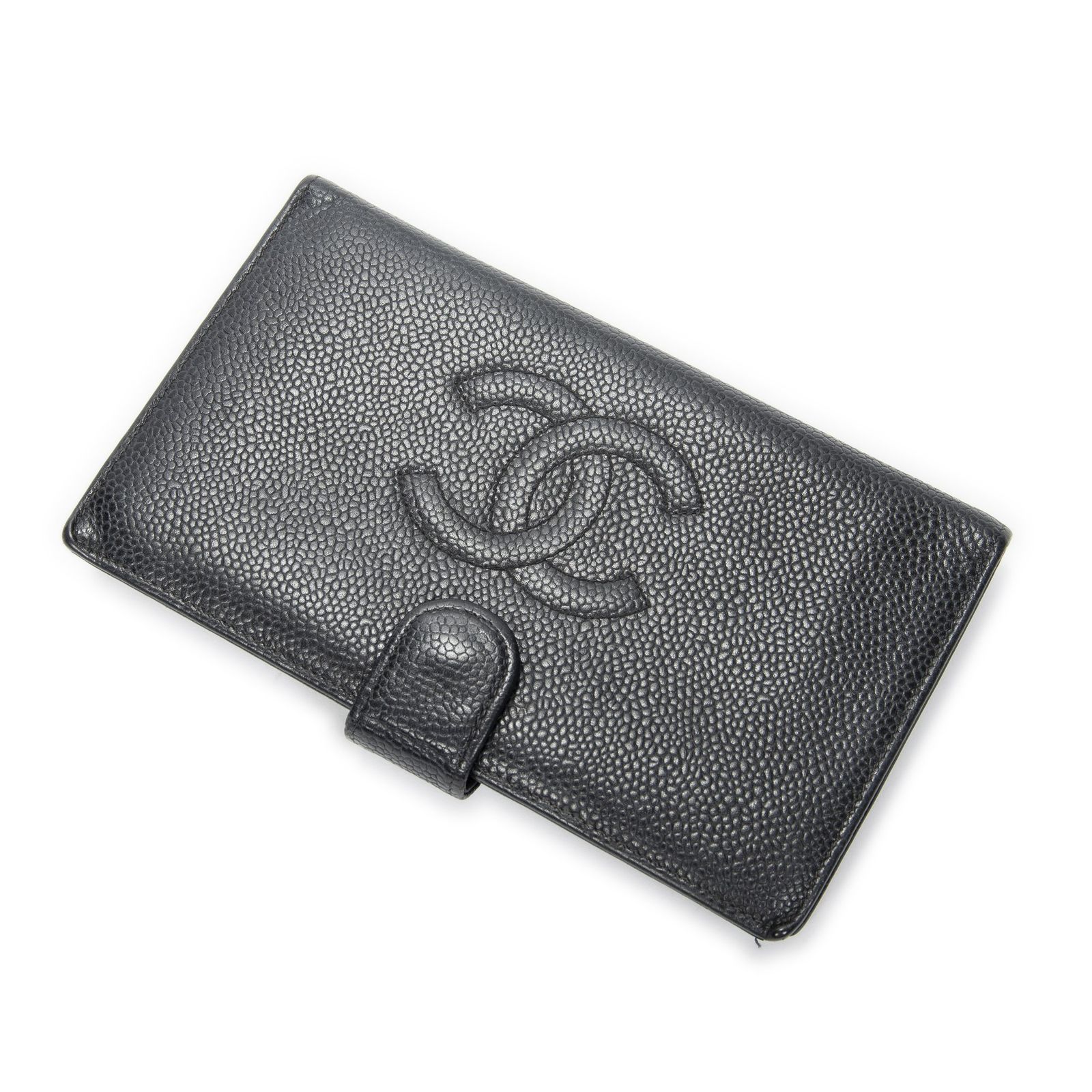 [中古] CHANEL シャネルCC タイムレス フレンチ パース ウォレット黒キャビアレザーAB