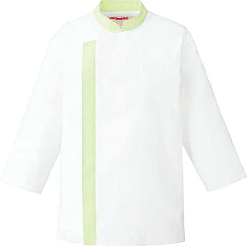 新品 KAZEN 兼用コックシャツ七分袖 ホワイトxミントグリーン LL APK215-12 LL