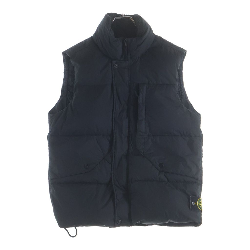 STONE ISLAND (ストーンアイランド) GARMENT DYED CRINKLE REPS RECYCLED NYLON DOWN VEST ロゴパッチ ナイロンダウンベスト ブラック 7915G0423