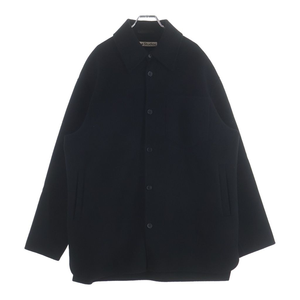 Acne Studios (アクネ ストゥディオズ) ソフトウール オーバーサイズ シャツジャケット ブラック FN-MN-OUTW000587