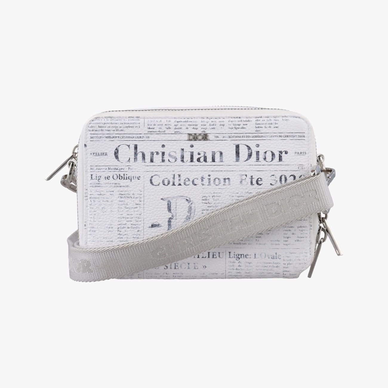 クリスチャンディオールChristian Diorダニエルアーシャム コラボ ニュースペーパー ホワイト レザー 10-BO-1119