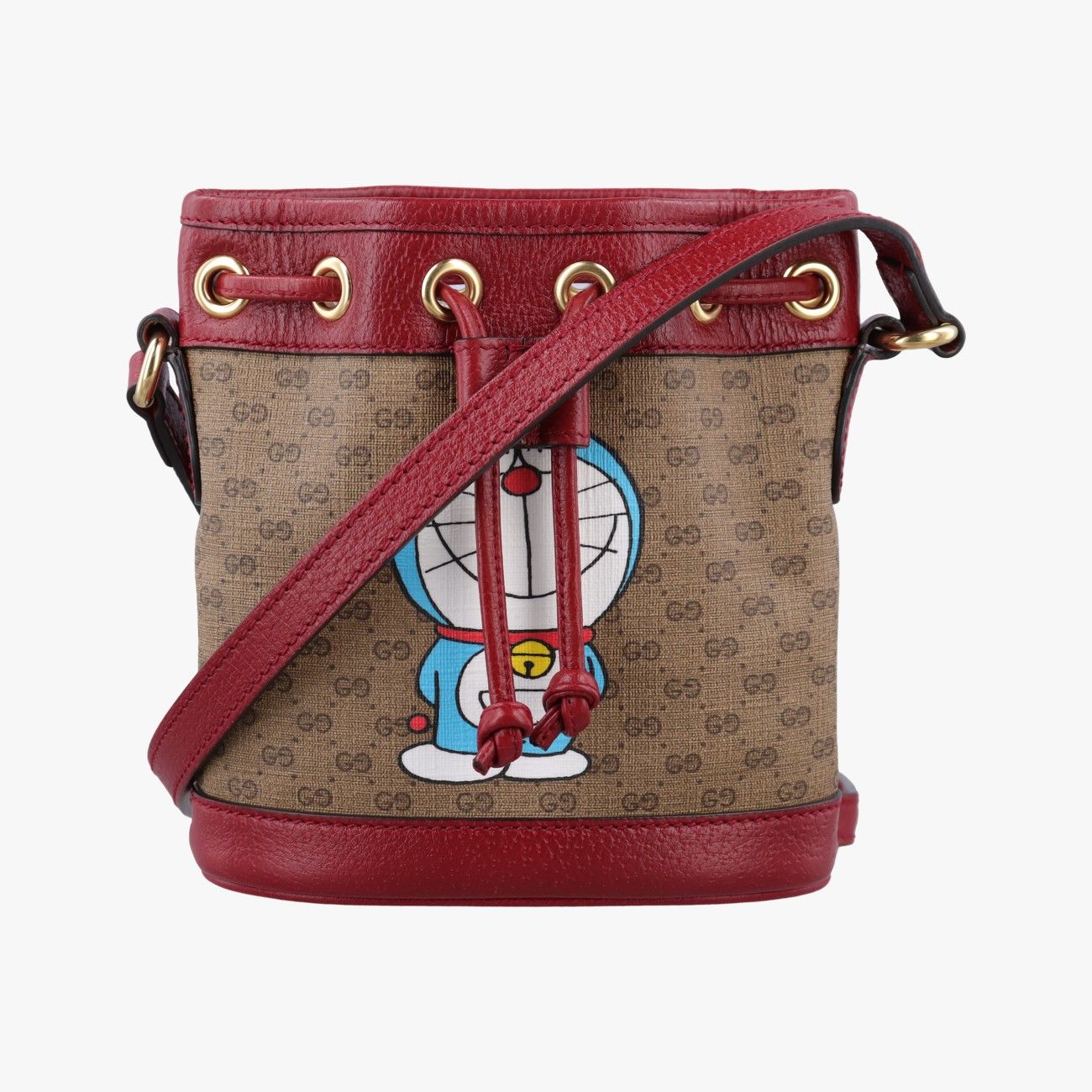 グッチGucciドラえもんコラボ ブラウン×レッド×マルチカラー PVCコーティングキャンバス×レザー 647801 D033915017