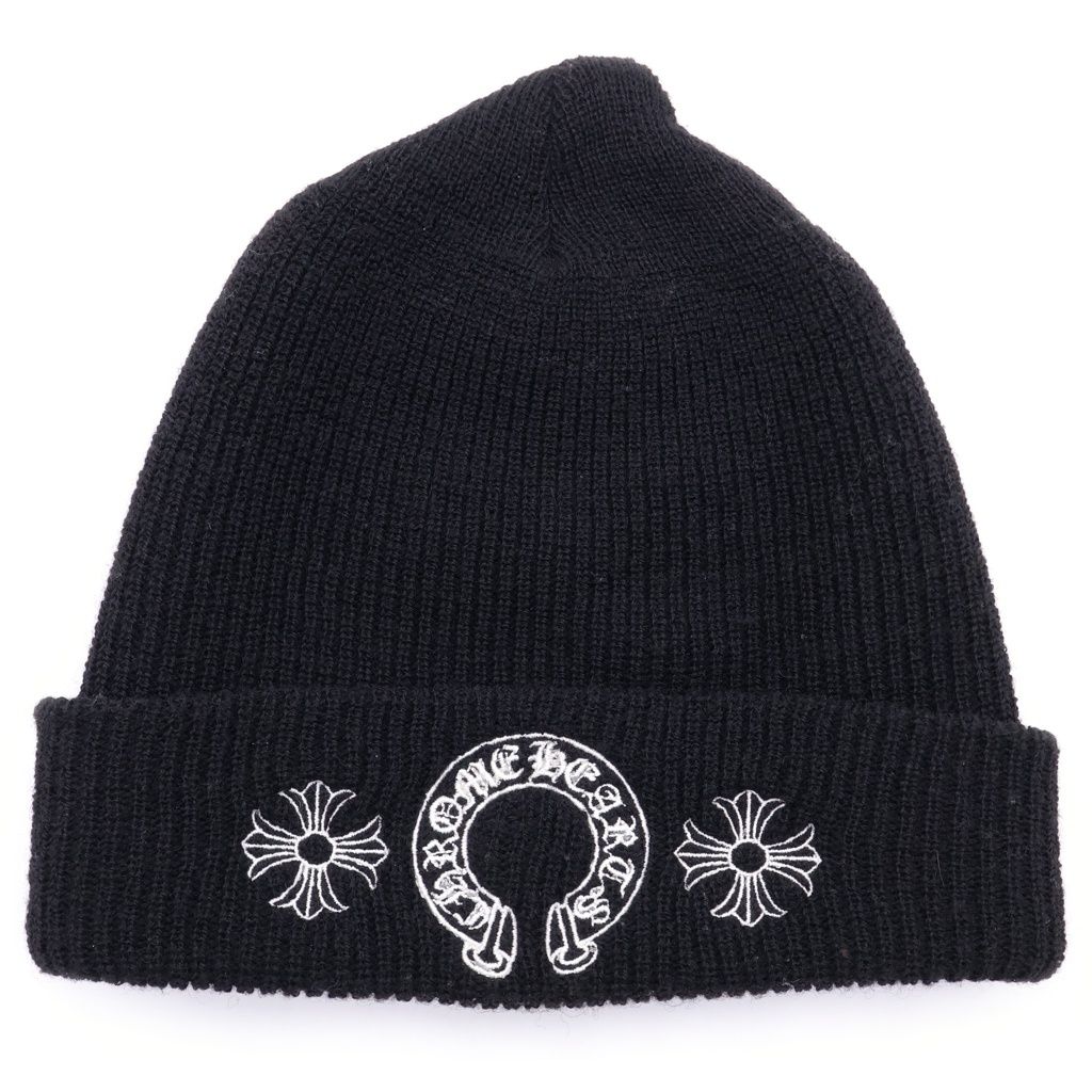 CHROME HEARTS (クロムハーツ) WOOL WATCH CAP CHプラス ホースシューニットキャップ ビーニー帽子 ブラック
