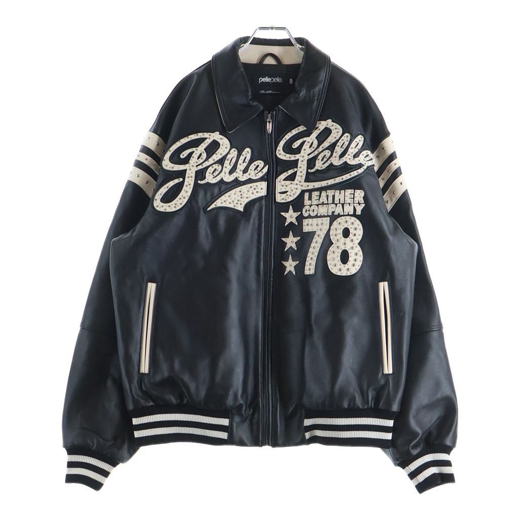 NO BRAND (ノーブランド) Pelle Pelle ENCRUSTED VARSITY JACKET スタッズ レザー ジャケット #XL