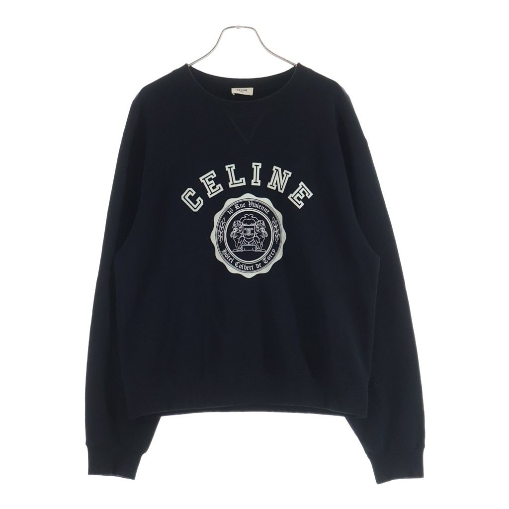 CELINE (セリーヌ) カレッジロゴ フロッキープリント クルーネック長袖スウェットトレーナー RY030670Q.38AW ブラック 30,706円