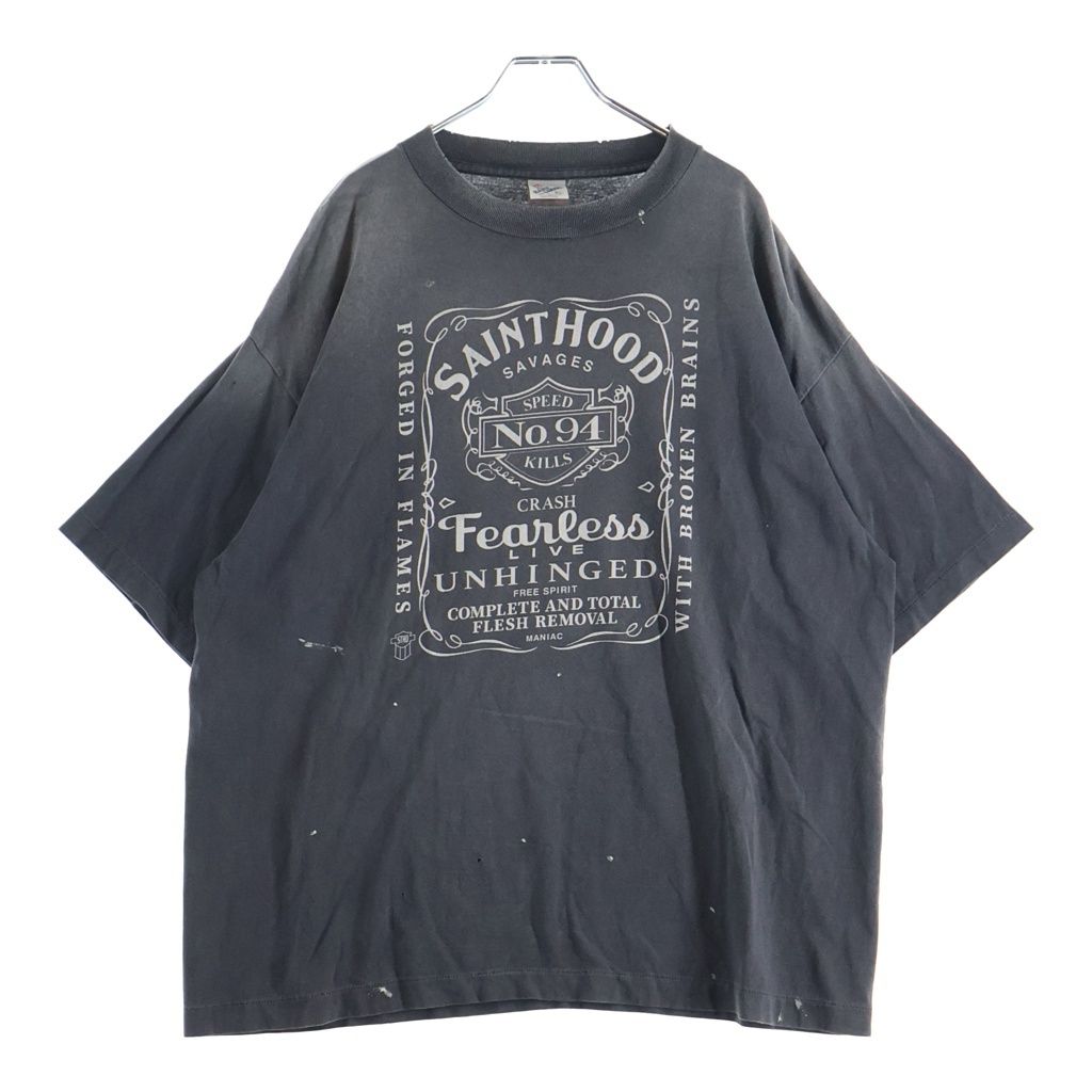 SAINT MICHAEL (セントマイケル) 25SS ×STHD. FEARLESS SS TEE ネイバーフッド加工 プリントロゴ半袖Tシャツ カットソー グレー SM-HR8-0000-C70