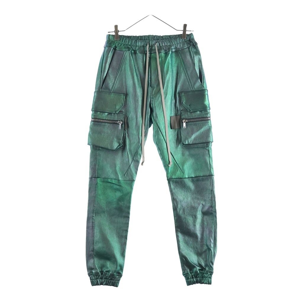 Rick Owens (リックオウエンス) 23SS Metallic Leather Mastodon メタリック ラムレザーマストドン カーゴパンツ グリーン RP01C5323-LSI