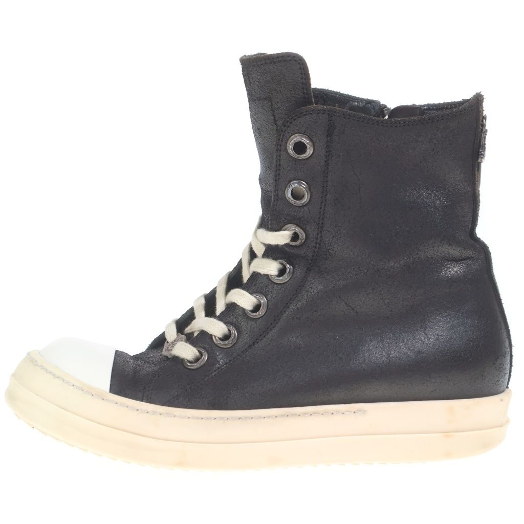 CHROME HEARTS (クロムハーツ) RAMONES ラモーンズ シルバー装飾レザーハイカットスニーカー ブラック