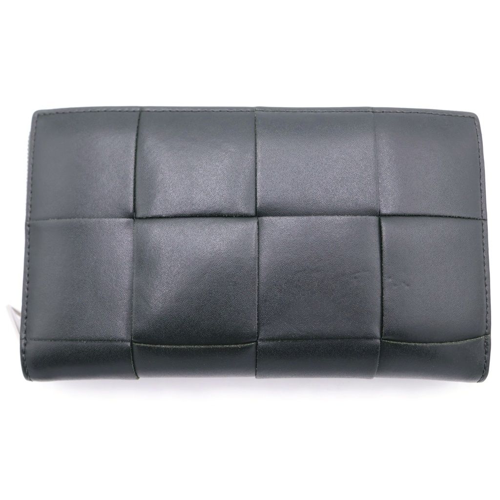BOTTEGA VENETA (ボッテガヴェネタ) カセットジップ アラウンド ウォレット レザー 長財布 ダークグリーン