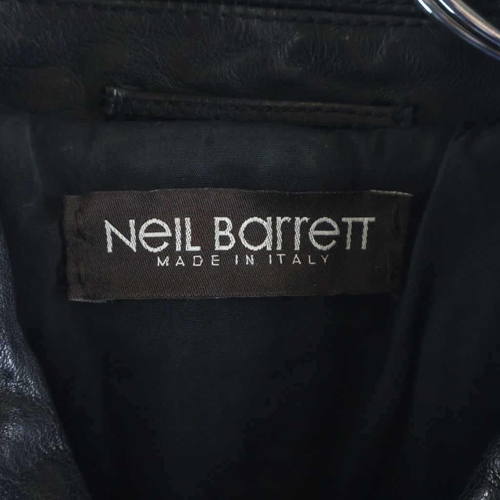 Neil Barrett (ニール バレット) バッファローレザー マルチポケット シャツジャケット ブラック