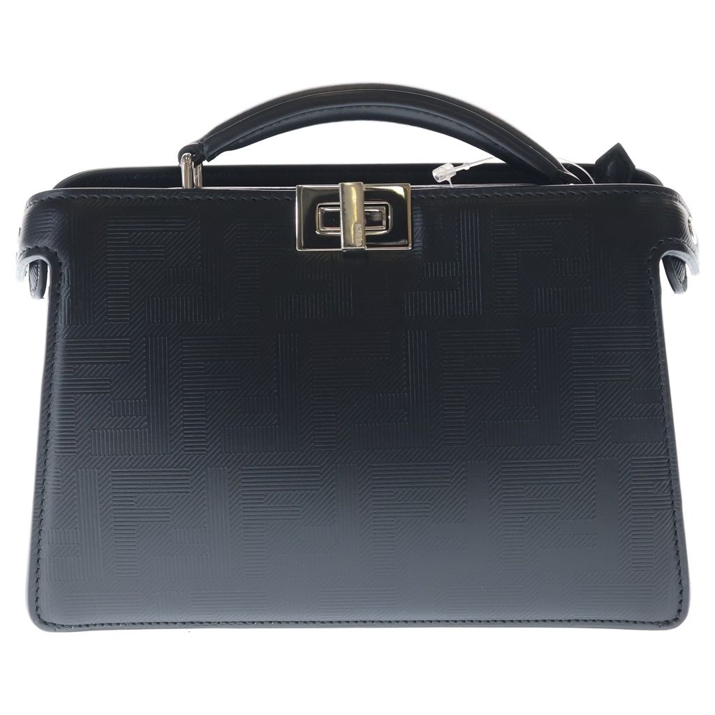 FENDI (フェンディ) ピーカブ アイシーユー エッククロス 2wayハンドバッグ ショルダーバッグ ブラック レザー 7VA582 シルバー金具