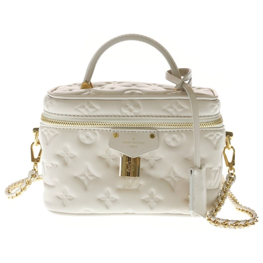 LOUIS VUITTON (ルイヴィトン) モノグラム ヴァニティPM ショルダーバッグ チェーンバッグ ミニバッグ ホワイト ラムレザー M25219 ゴールド金具