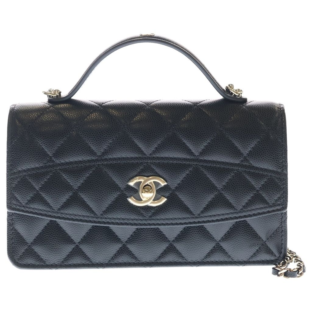 CHANEL (シャネル) マトラッセ クラシック フォンホルダー キャビアスキン ゴールド金具 チェーンクラッチ チェーンショルダーバッグ AP4402 ブラック 285,863円