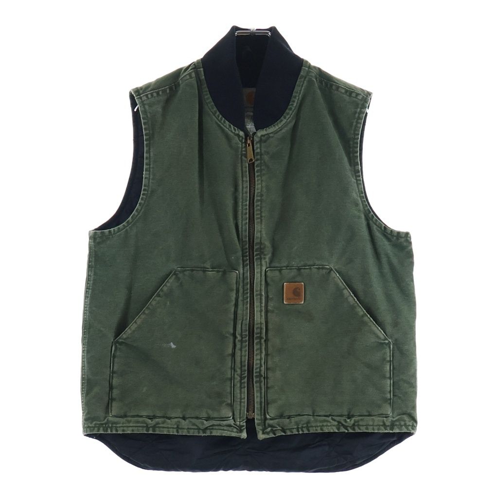 CARHARTT (カーハート) 裏地キルティング ダック地 ジップアップワークベスト カーキ V02 CYP