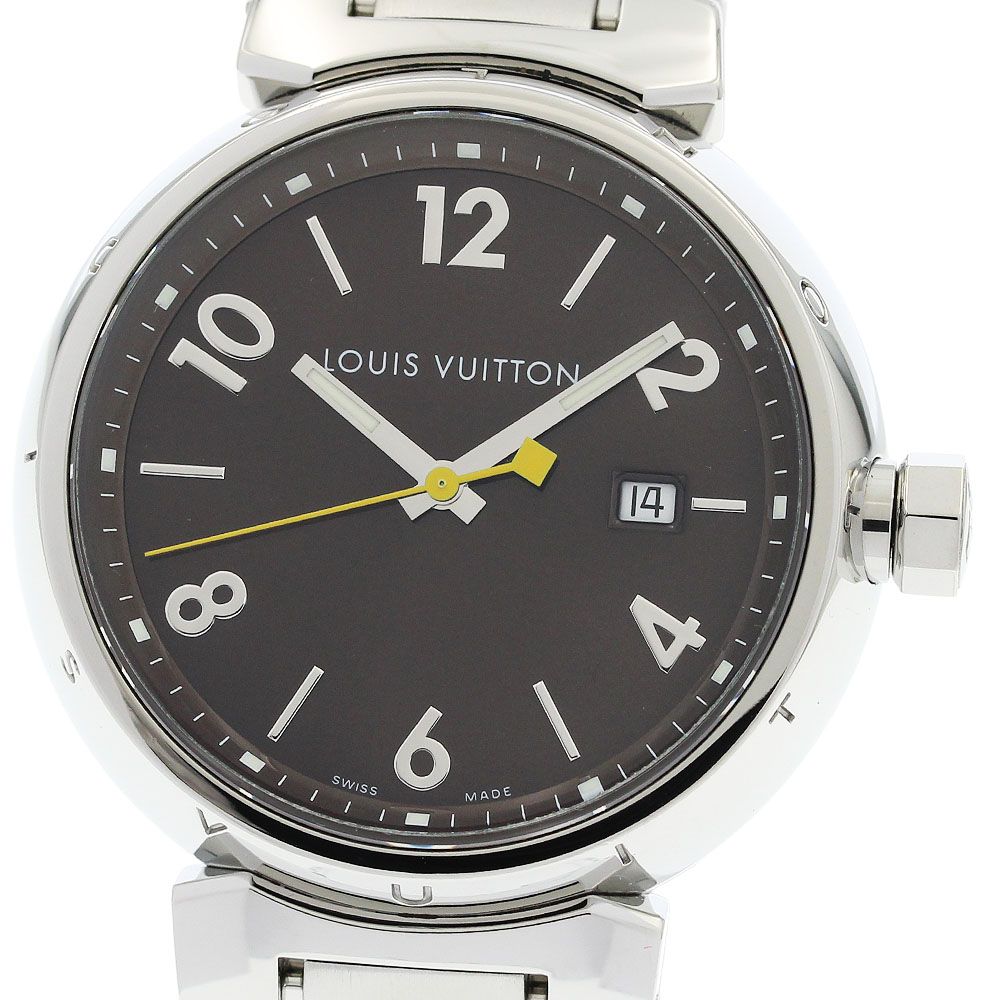 ルイ・ヴィトン LOUIS VUITTON Q1111 タンブール デイト クォーツ メンズ 良品 内箱付き_956586