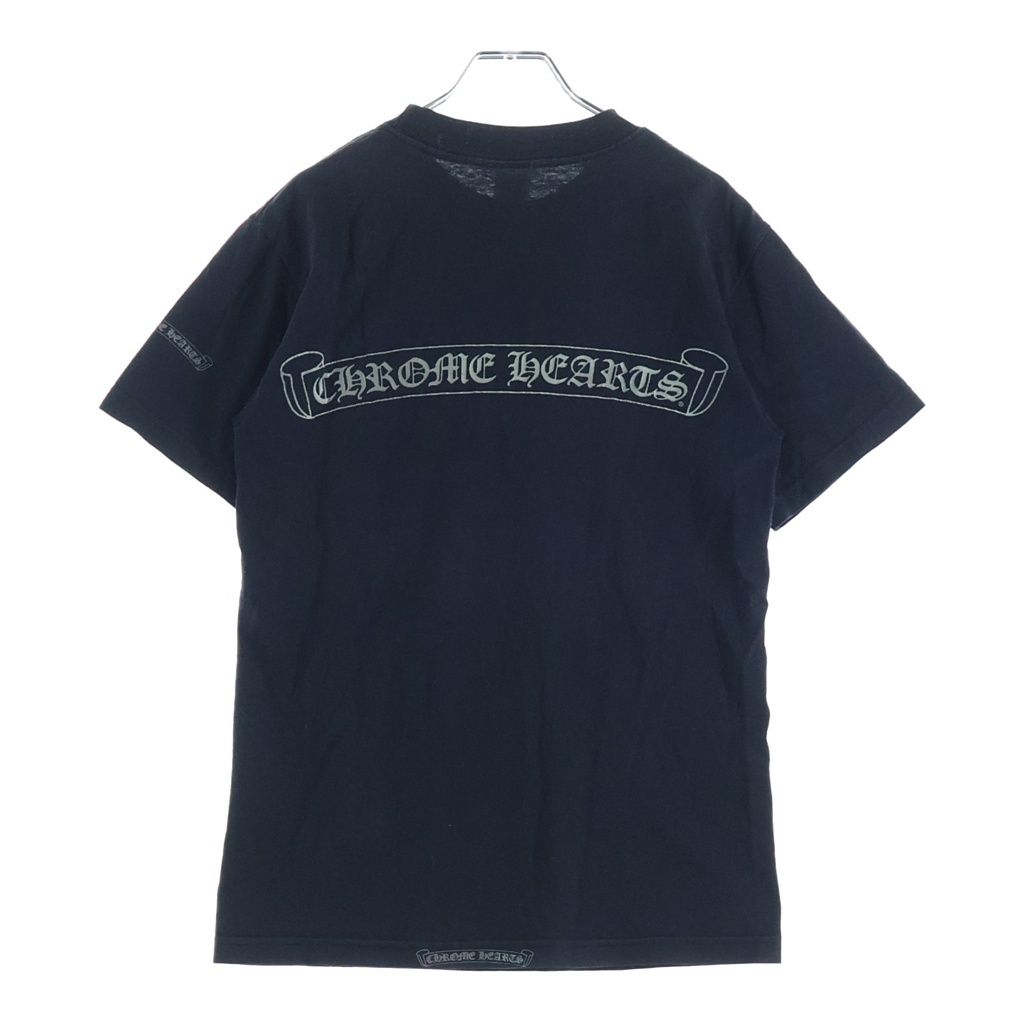 CHROME HEARTS (クロムハーツ) OLD ネックロゴ ヴァインダガー胸ポケット バックスクロールラベル 半袖Tシャツ カットソー ブラック