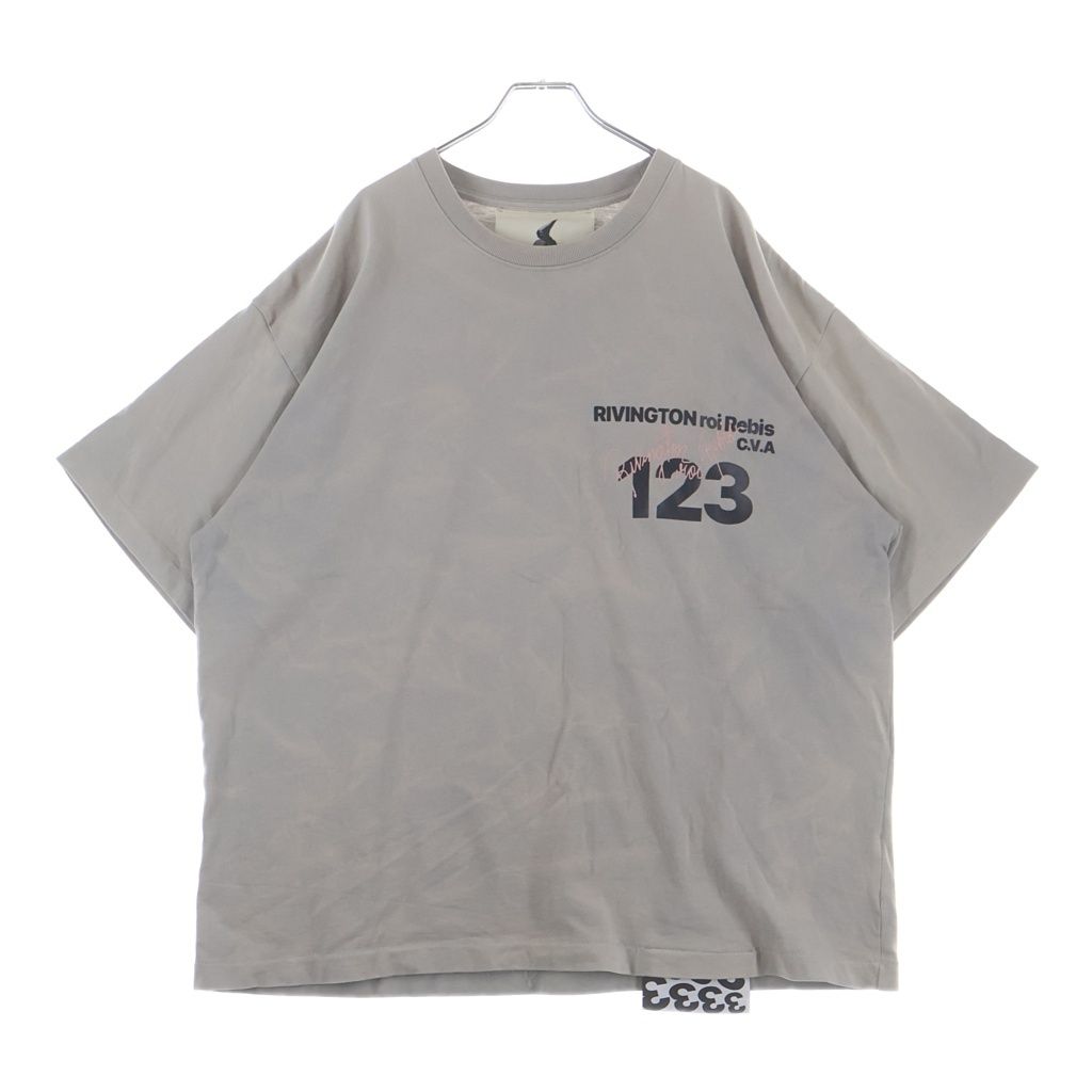 RRR123 RIVINGTON roi Rebis (リヴィントンロイレビス) ロゴプリント 半袖 クルーネック Tシャツ グレー