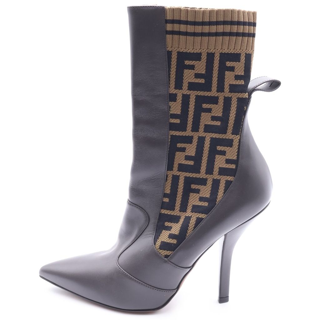FENDI (フェンディ) FFロゴモチーフ ロココ ニットソックスブーツ