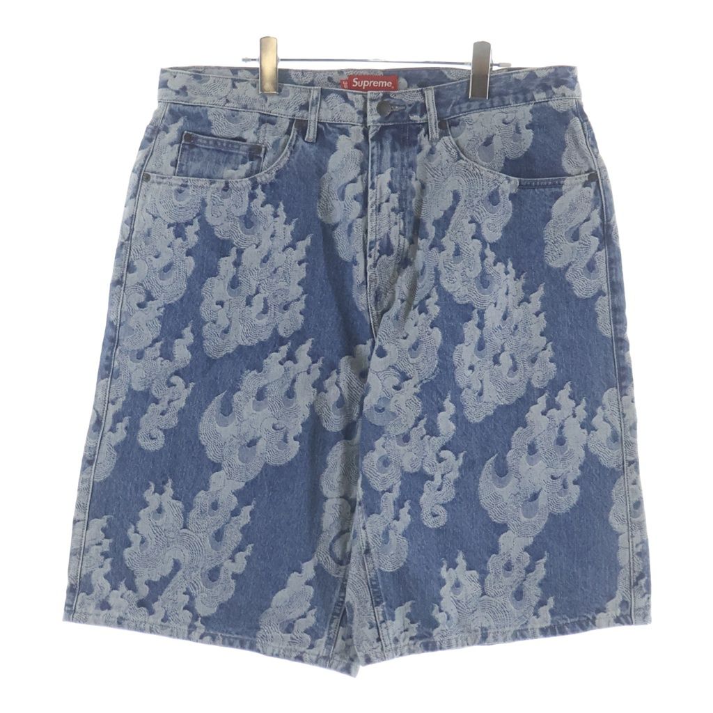 SUPREME (シュプリーム) 23SS Flames Jacquard Baggy Denim Short フレイム ジャガードロゴ デニムバギーショーツ ハーフパンツ インディゴ