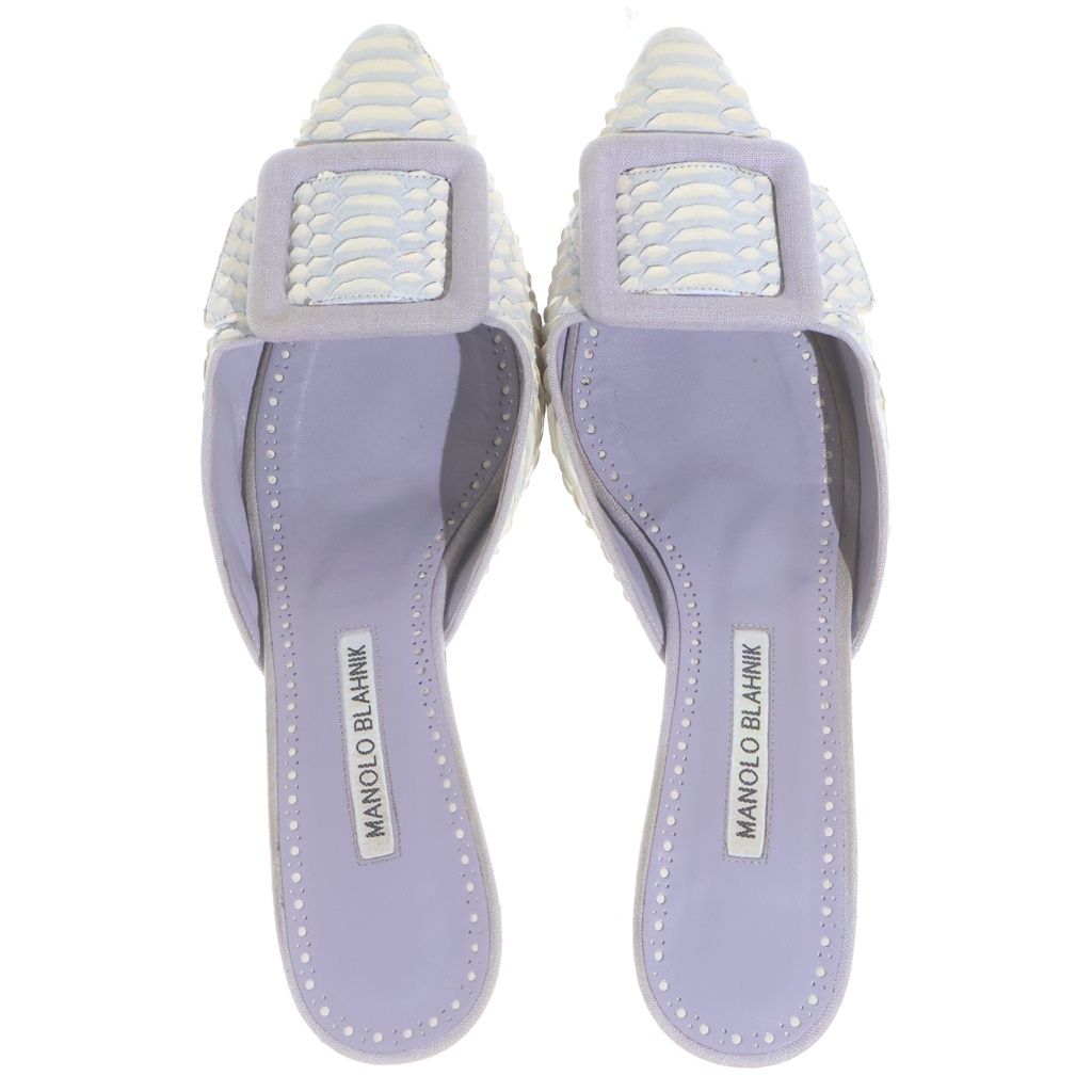 【マロノブラニク】メイセール ミュール ヒールサンダル パイソン本革 MANOLO BLAHNIK (マノロブラニク) メイセール ミュール ヒールサンダル