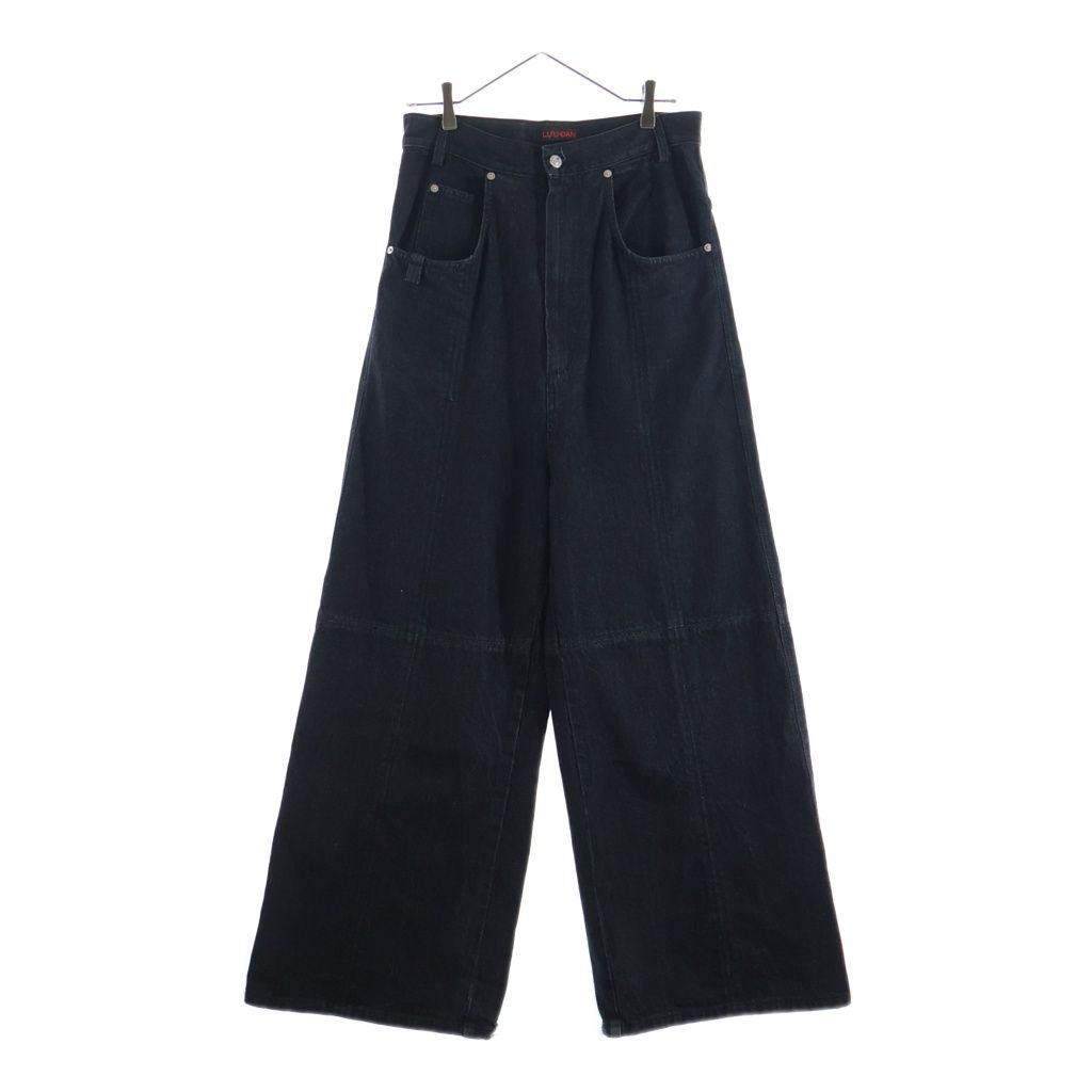 LU'U DAN (ルーダン) イタリア製 WASHED DENIM ジッパーフライ コットン バギー ウォッシュドデニムパンツ ブラック