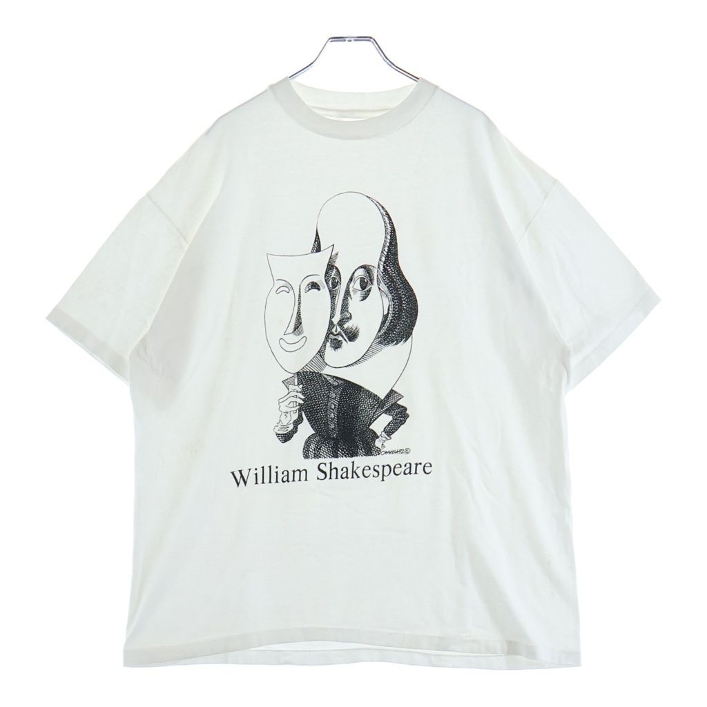 VINTAGE (ヴィンテージ) 90s William Shakespeare ウィリアム シャイクスピア 裾袖シングル クルーネックTシャツ ホワイト