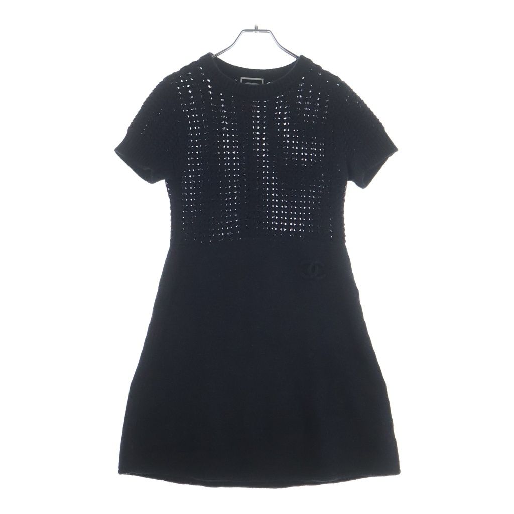 CHANEL (シャネル) ココマーク 半袖ニットワンピース ネイビー P36613K02248 レディース
