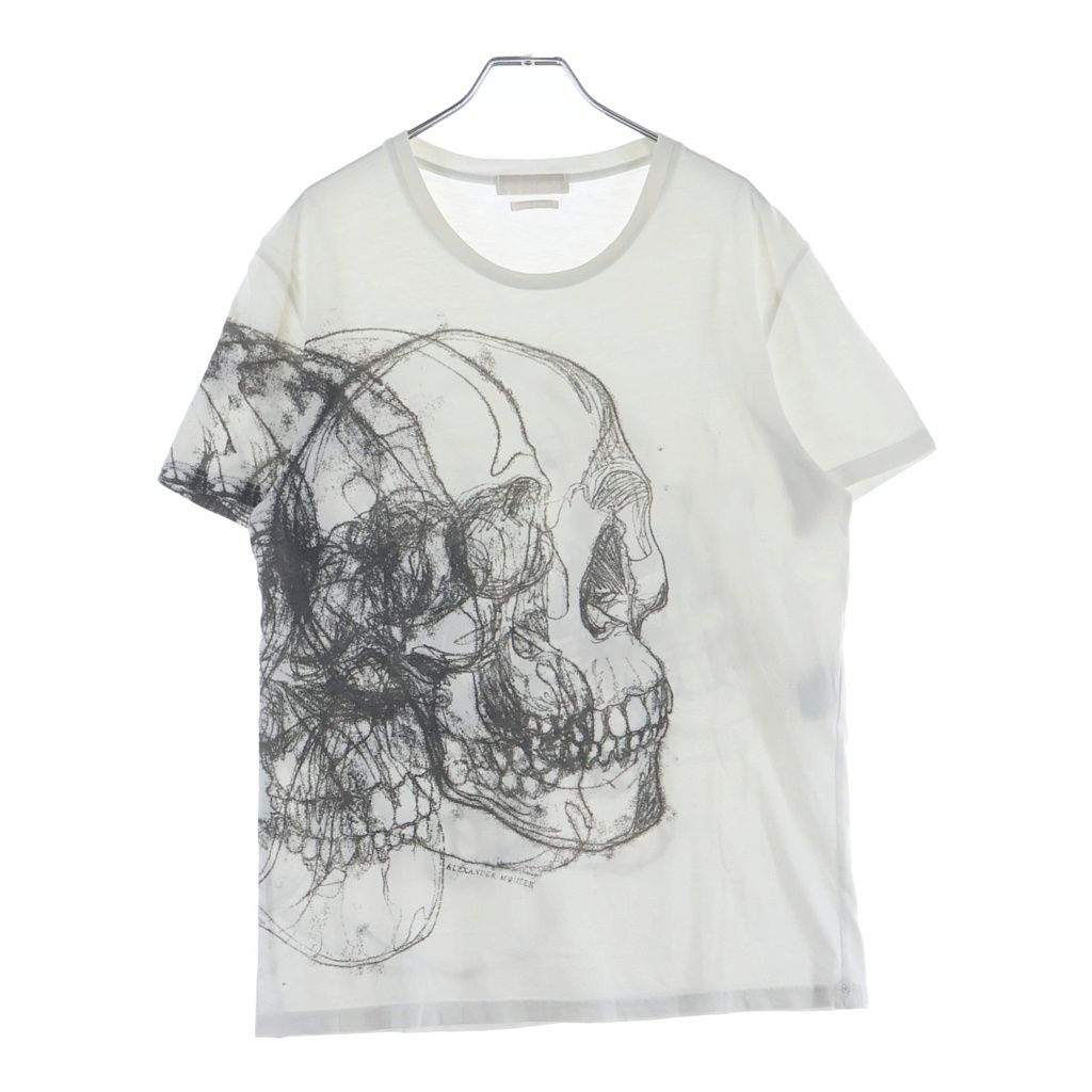 Alexander McQueen (アレキサンダーマックイーン) イタリア製 ビッグスカル両面プリント クルーネック 半袖Tシャツ カットソー ホワイト 174981 QGZ53