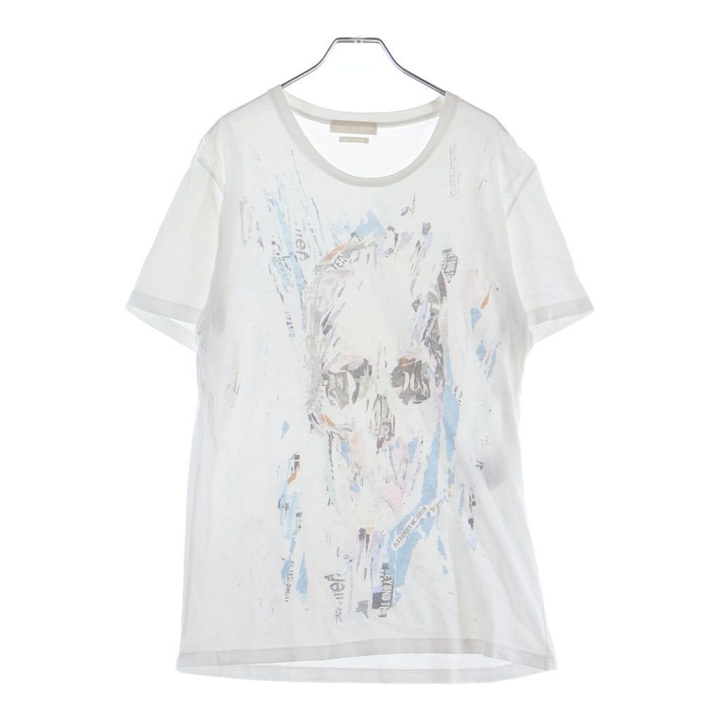 Alexander McQueen (アレキサンダーマックイーン) イタリア製 アートスカルプリント クルーネック 半袖Tシャツ カットソー ホワイト 174981 QEZ54